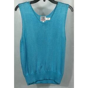 FIA Italia Turquoise Sleeveless Knit Sweater Vest Size L Handloomed Taiwan
